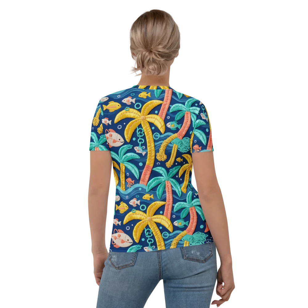 Tropical Tides on Women's Crew Neck T-Shirt — Back