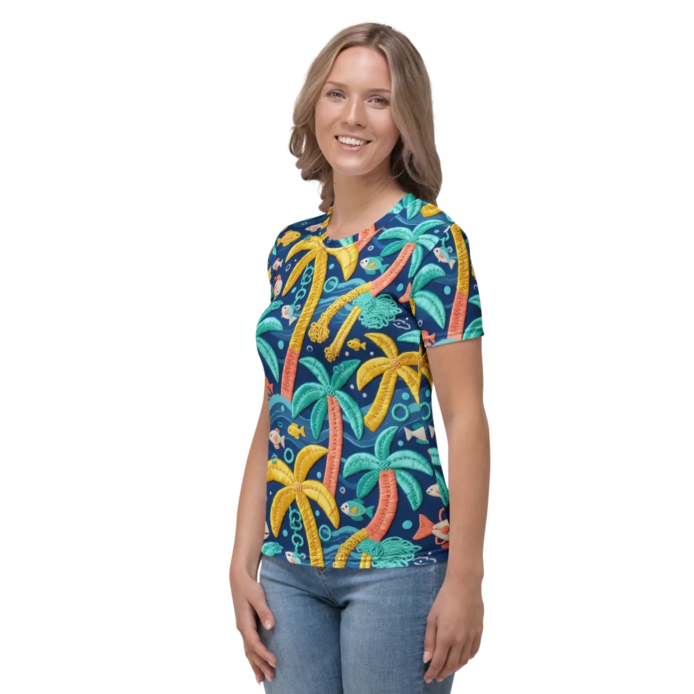 Tropical Tides on Women's Crew Neck T-Shirt — Left