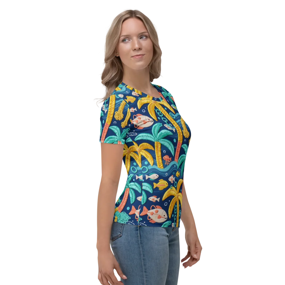 Tropical Tides on Women's Crew Neck T-Shirt — Right