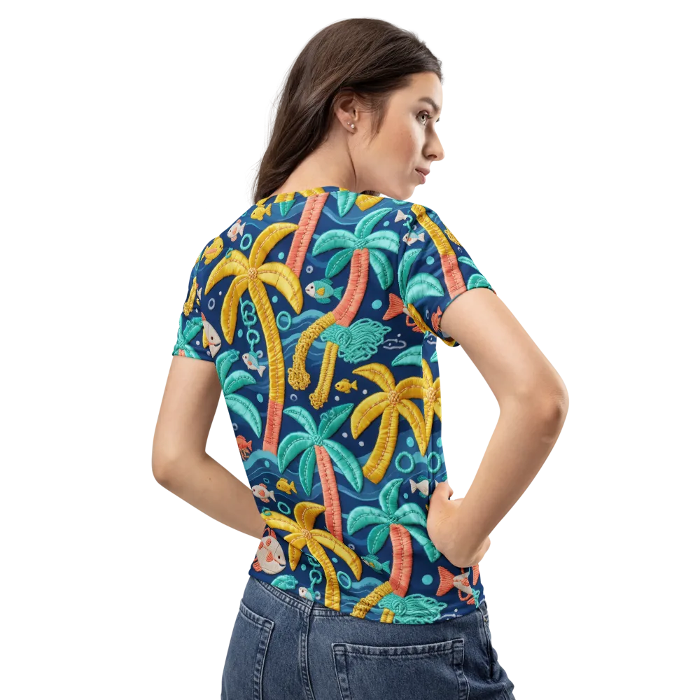 Tropical Tides on Women's Crew Neck T-Shirt — Back
