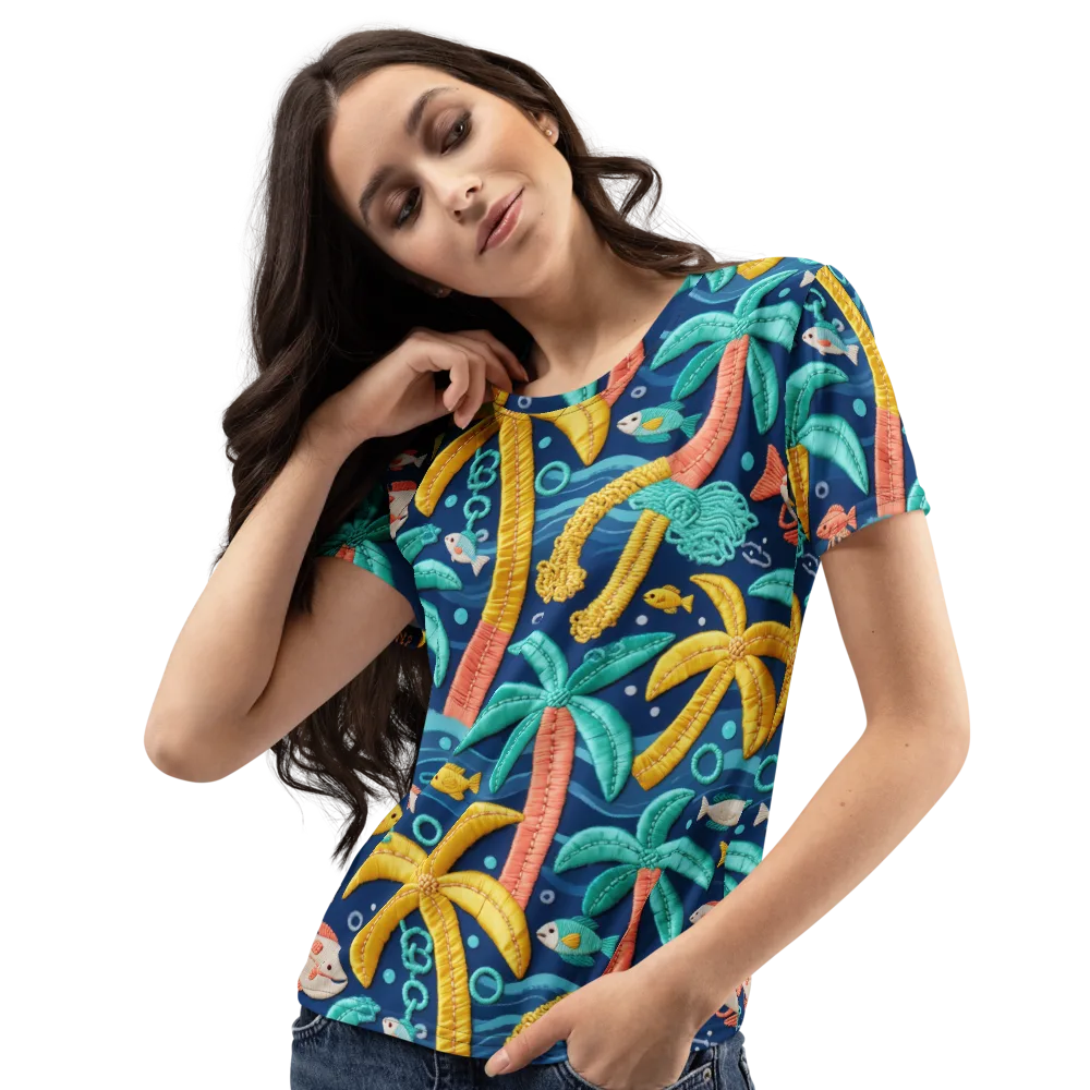 Tropical Tides on Women's Crew Neck T-Shirt — Left Front