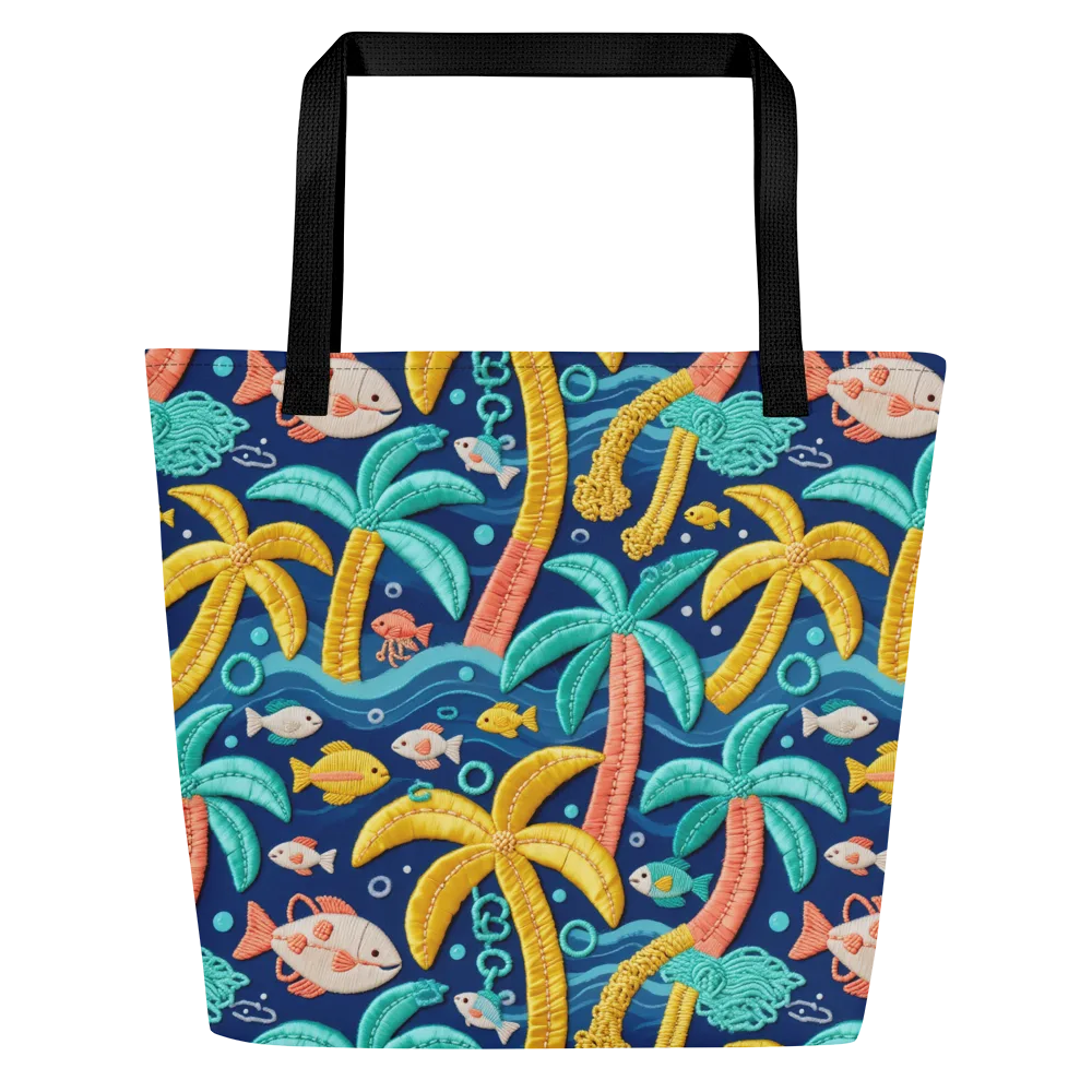 Tropical Tides on Large Tote Bag W/ Pocket — Front