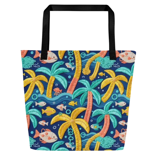 Tropical Tides on a Large Tote Bag W/ Pocket