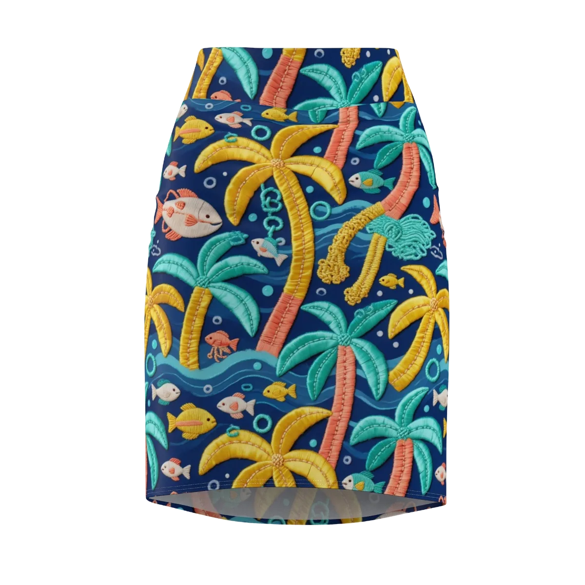 Tropical Tides on Pencil Skirt — Front