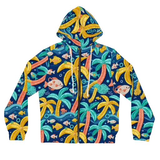 Tropical Tides on a Women's Full-Zip Hoodie