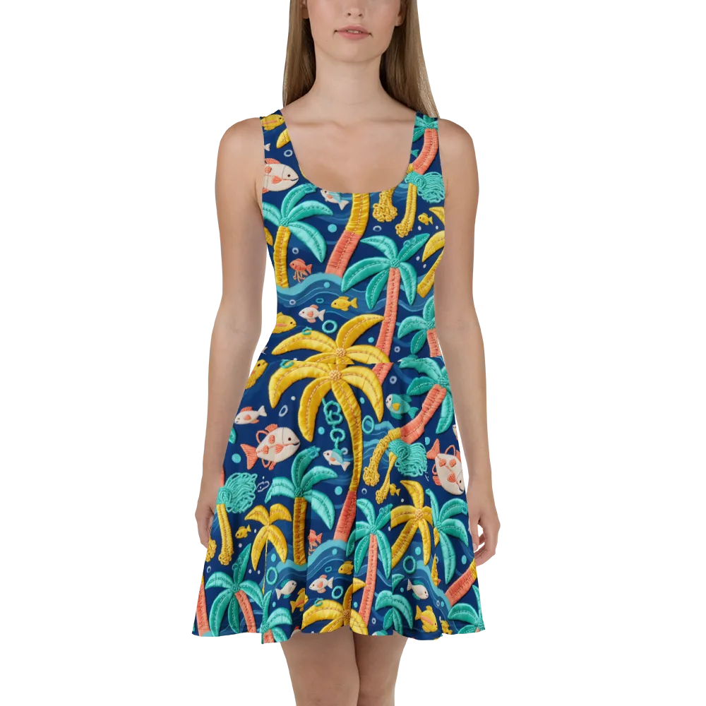 Tropical Tides on Skater Dress — Front