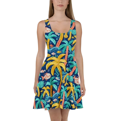 Tropical Tides on a Skater Dress