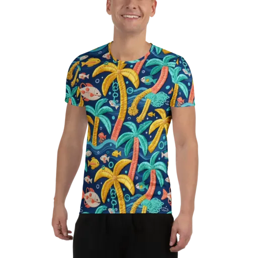 Tropical Tides on a Men's Athletic T-Shirt