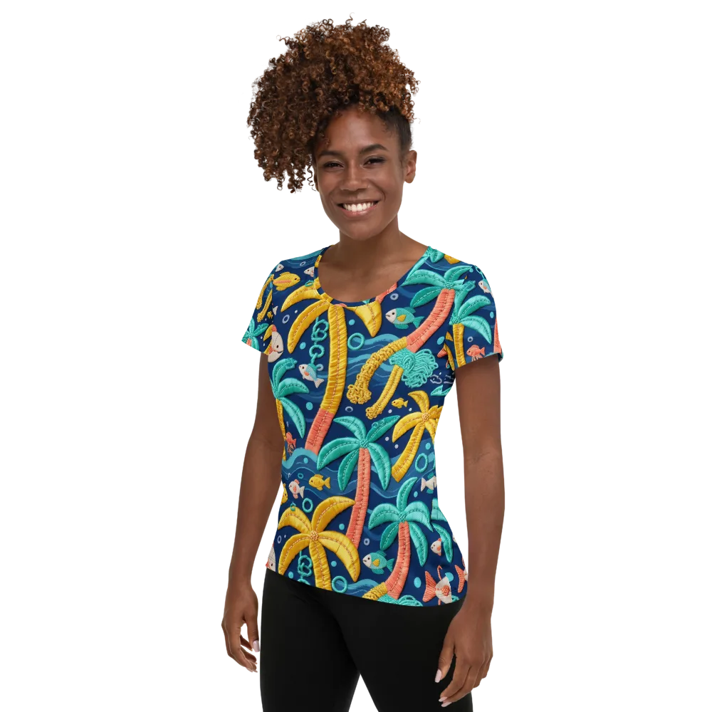 Tropical Tides on Women's Athletic T-Shirt — Left