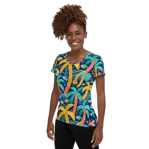 Tropical Tides on a Women's Athletic T-Shirt