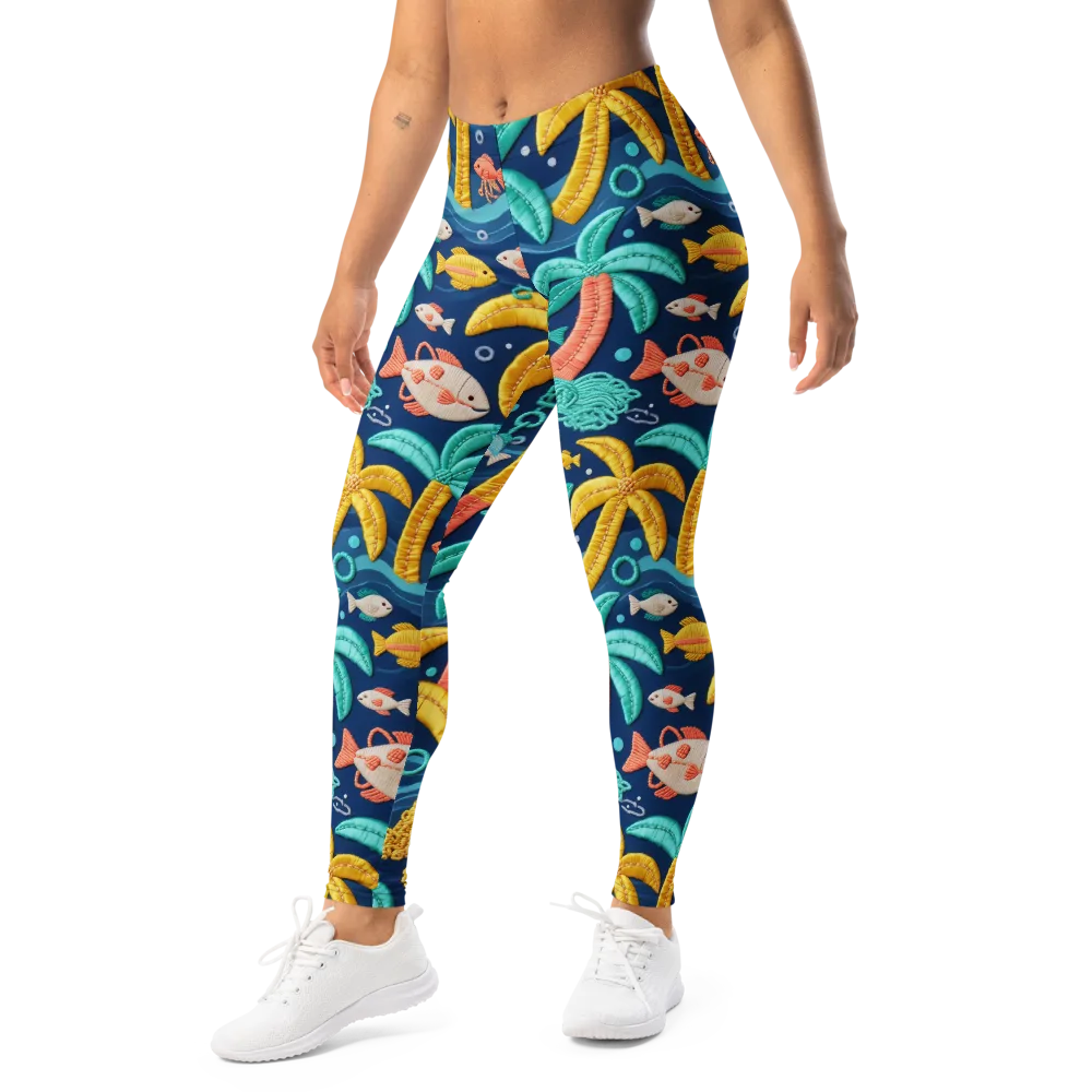 Tropical Tides on Leggings — Left Front