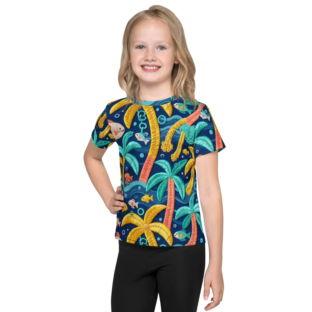 Tropical Tides on Kids Crew Neck T-Shirt — Front