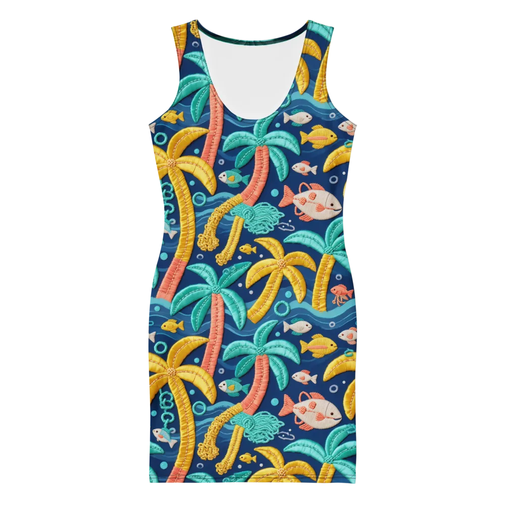 Tropical Tides on Bodycon Dress — Front