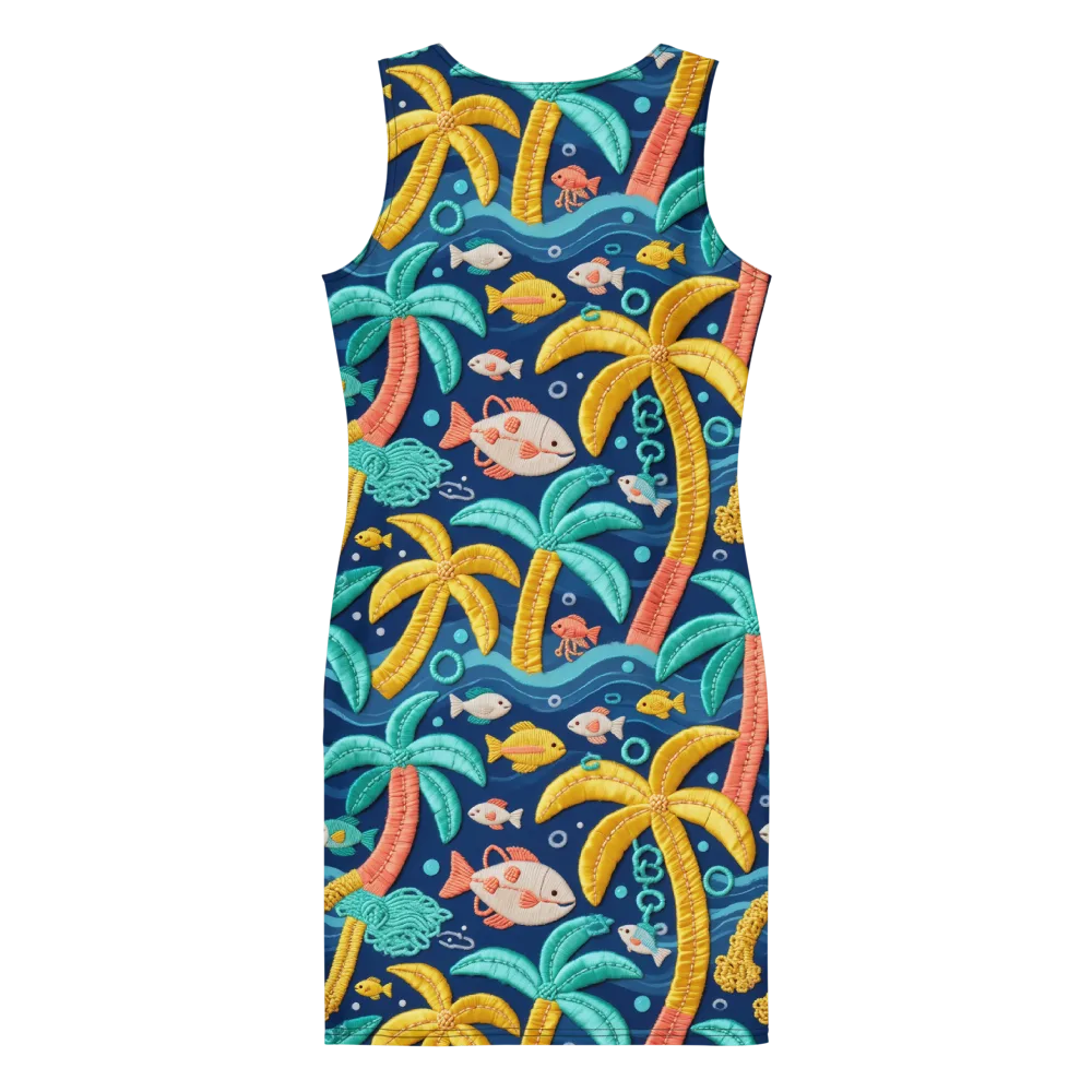 Tropical Tides on Bodycon Dress — Back