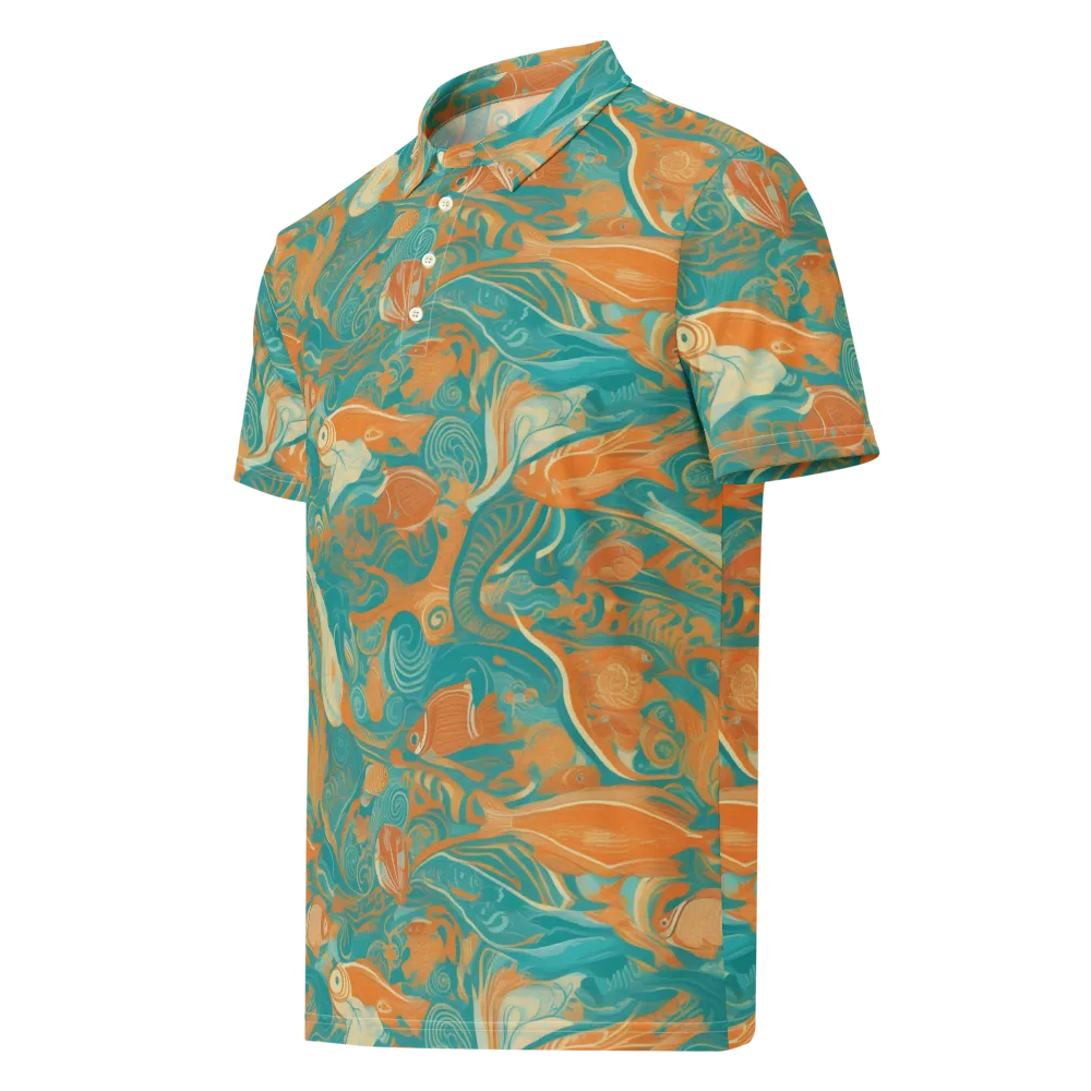 Coral Rhapsody on Men's Slim Fit Polo Shirt — Left Front