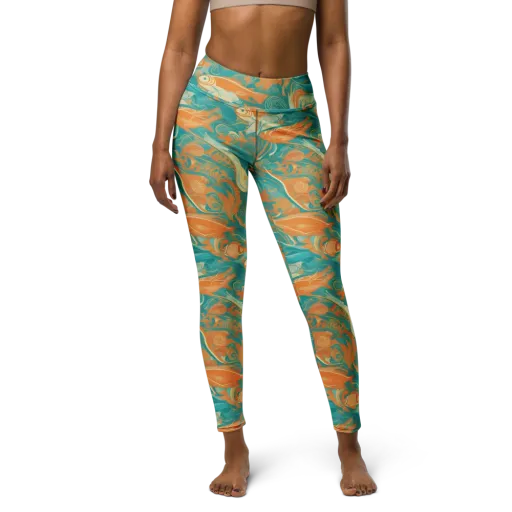 Coral Rhapsody on a Yoga Leggings