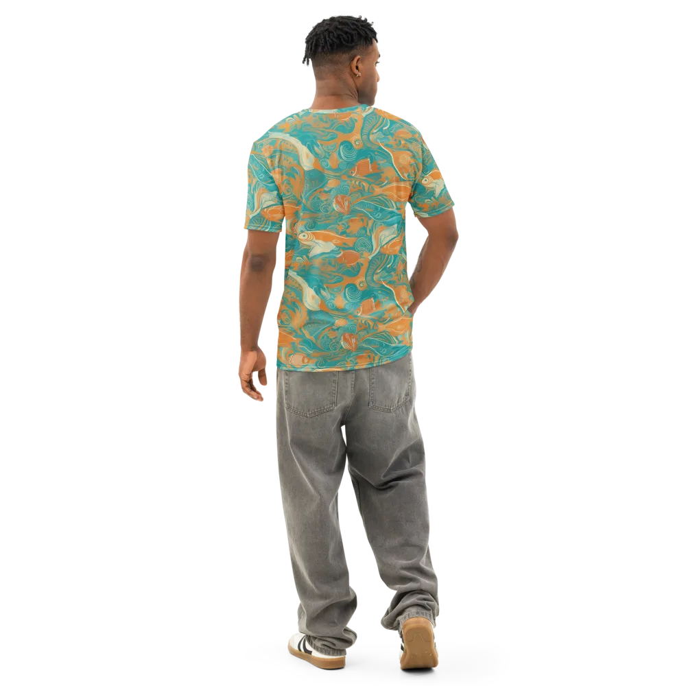 Coral Rhapsody on Men's Cotton Crew Neck T-Shirt — Back
