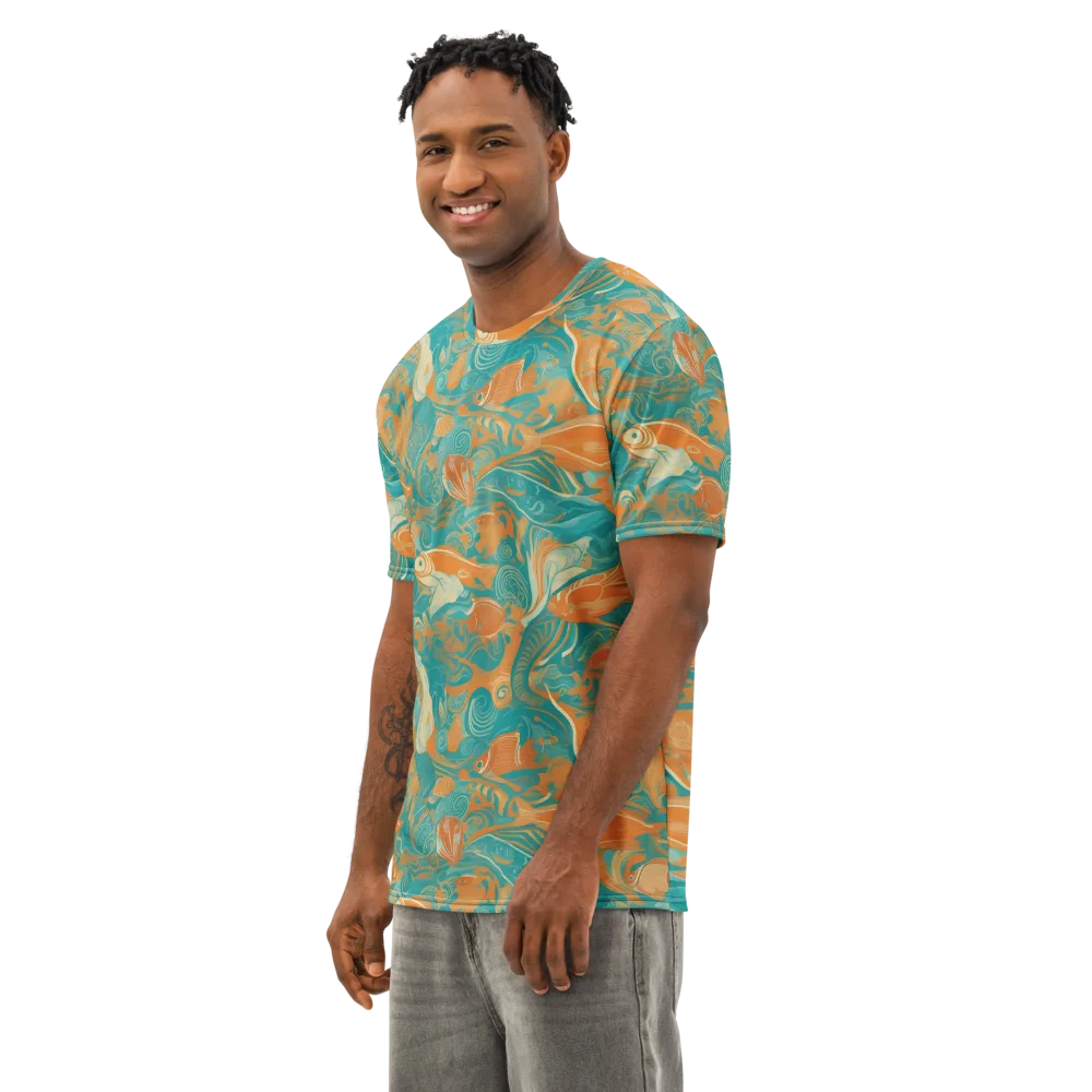 Coral Rhapsody on Men's Cotton Crew Neck T-Shirt — Left Front