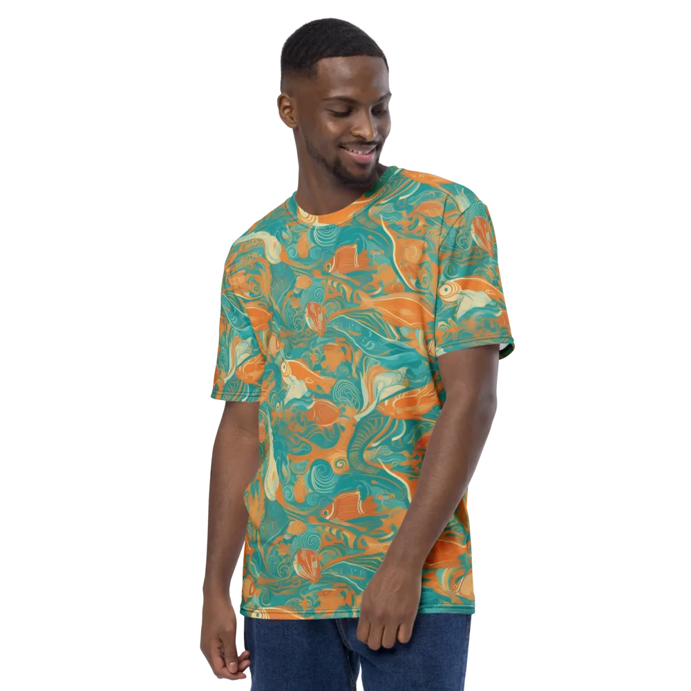 Coral Rhapsody on Men's Crew Neck T-Shirt — Left