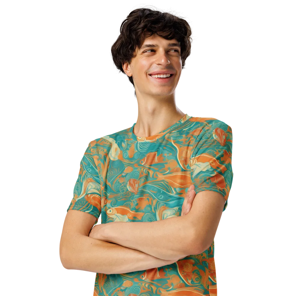 Coral Rhapsody on Men's Crew Neck T-Shirt — Left Front
