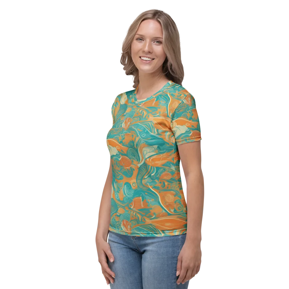 Coral Rhapsody on Women's Crew Neck T-Shirt — Left