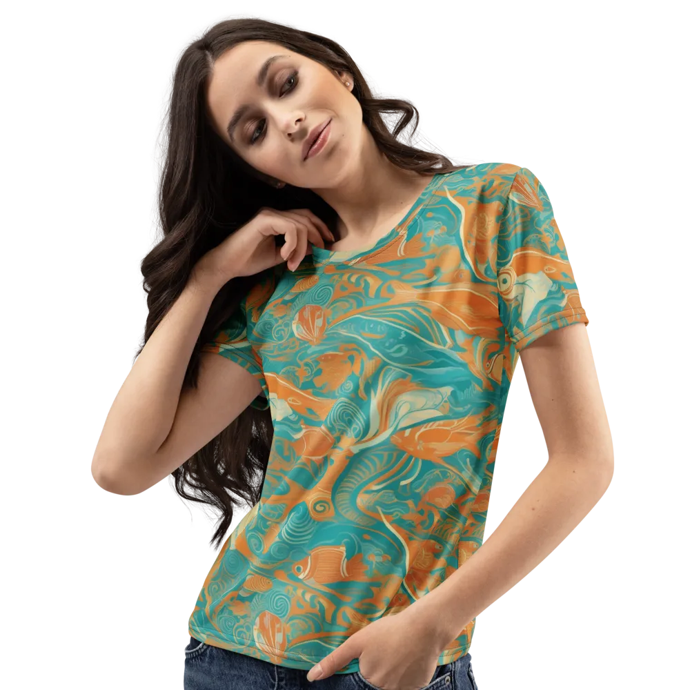 Coral Rhapsody on Women's Crew Neck T-Shirt — Left Front