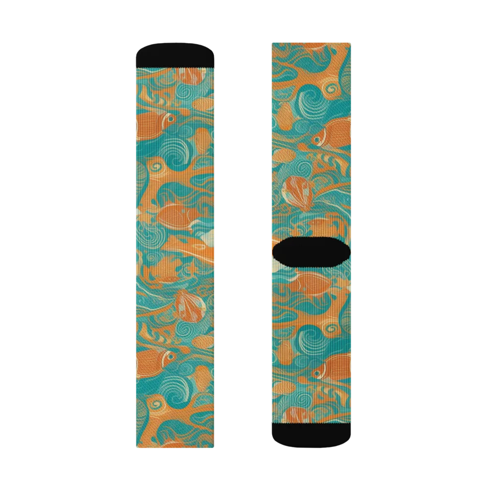 Coral Rhapsody on Socks — Right Sock