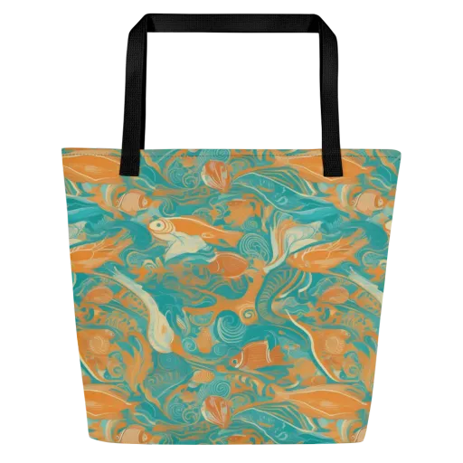 Coral Rhapsody on a Large Tote Bag W/ Pocket