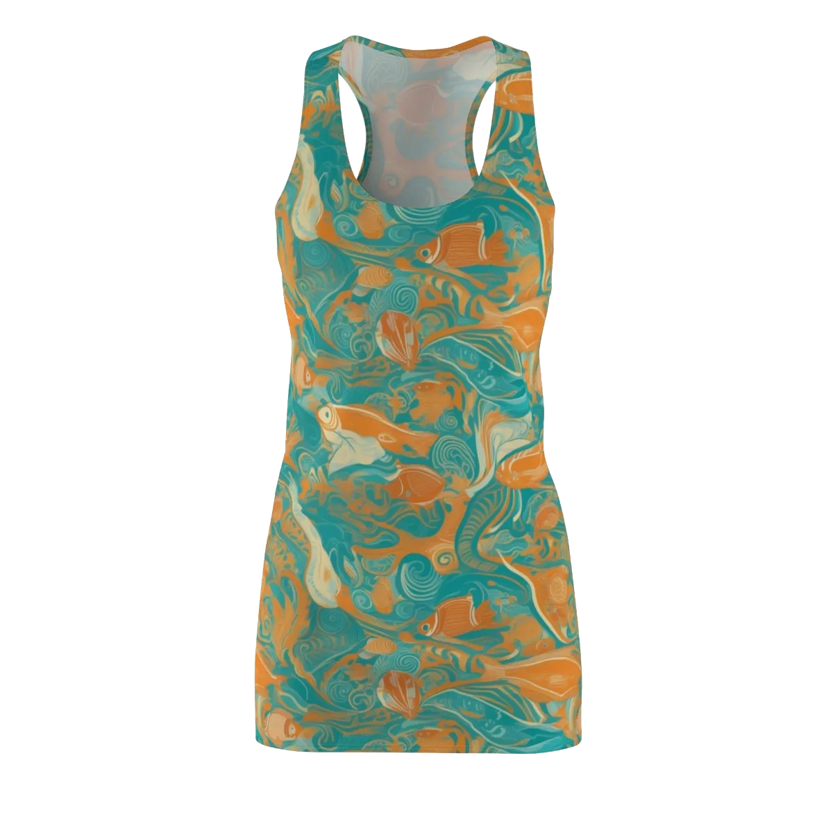 Coral Rhapsody on Racerback Dress — Front