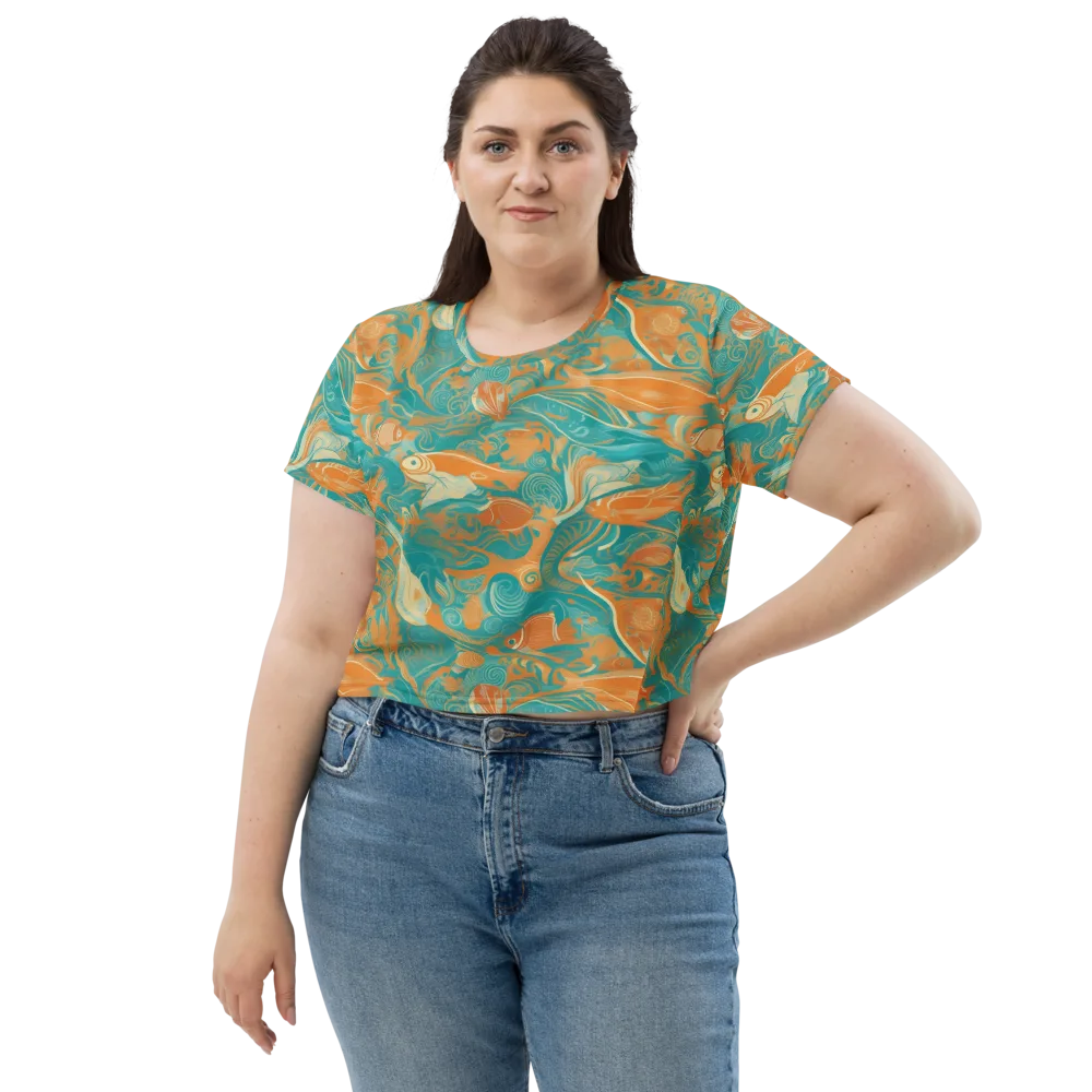 Coral Rhapsody on Crop Tee — Front