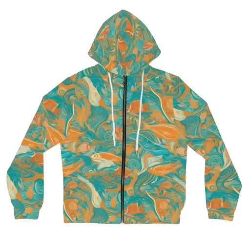 Coral Rhapsody on a Women's Full-Zip Hoodie