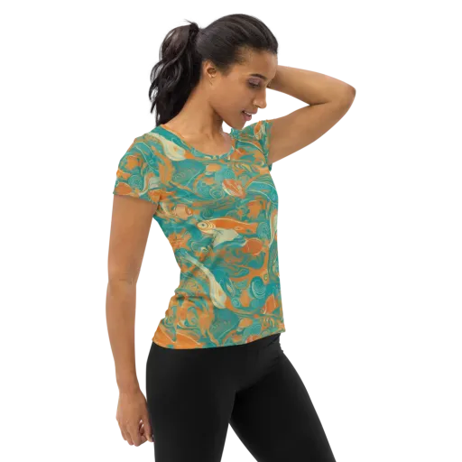 Coral Rhapsody on a Women's Athletic T-Shirt