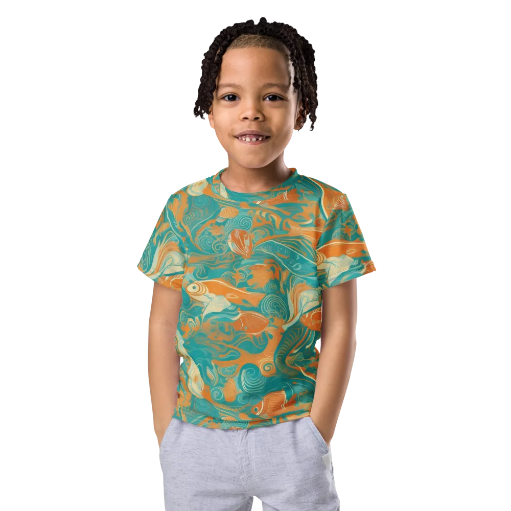 Coral Rhapsody on Kids Crew Neck T-Shirt — Front