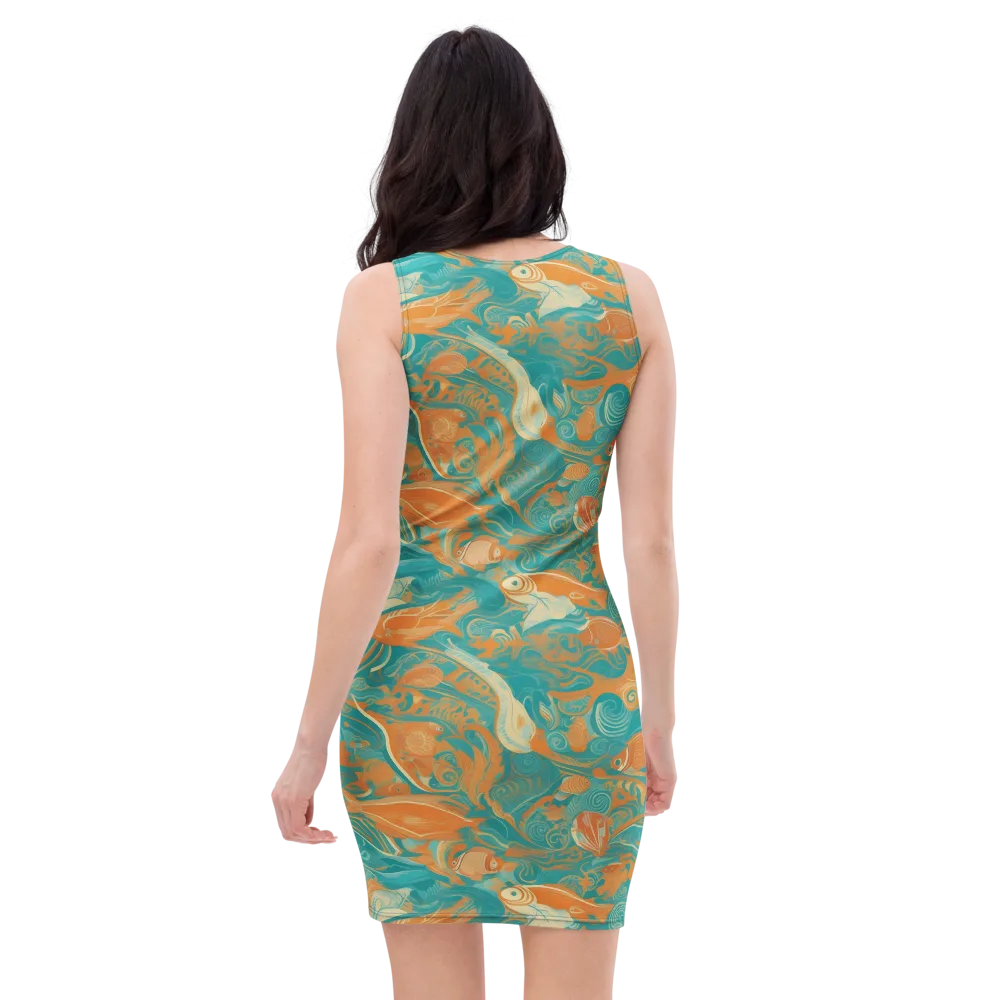 Coral Rhapsody on Bodycon Dress — Back