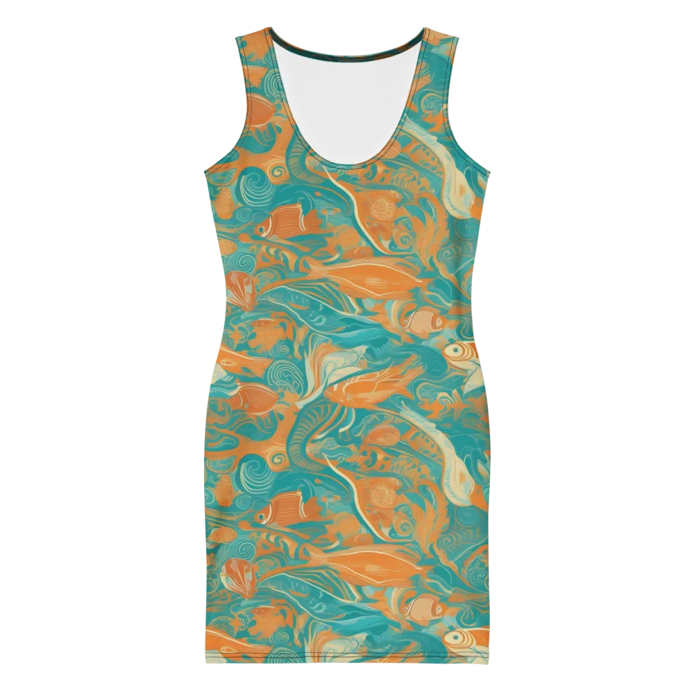 Coral Rhapsody on Bodycon Dress — Front
