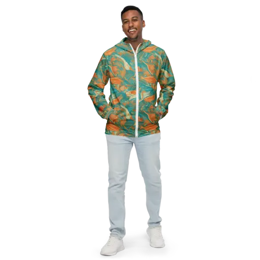 Coral Rhapsody on a Men's Windbreaker
