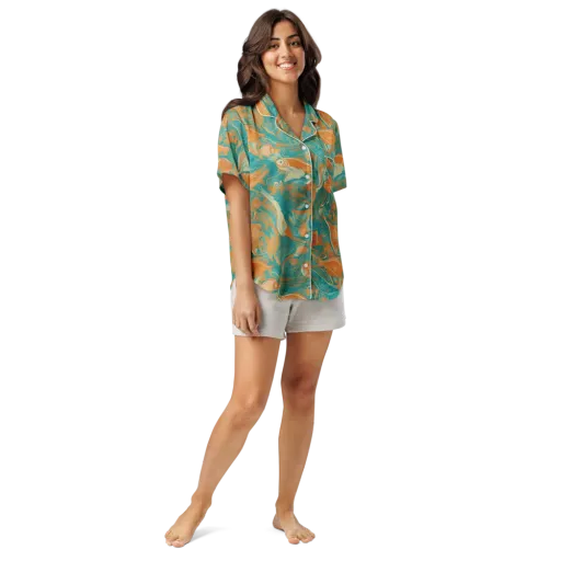 Coral Rhapsody on a Women's Short Sleeve Pajama Top