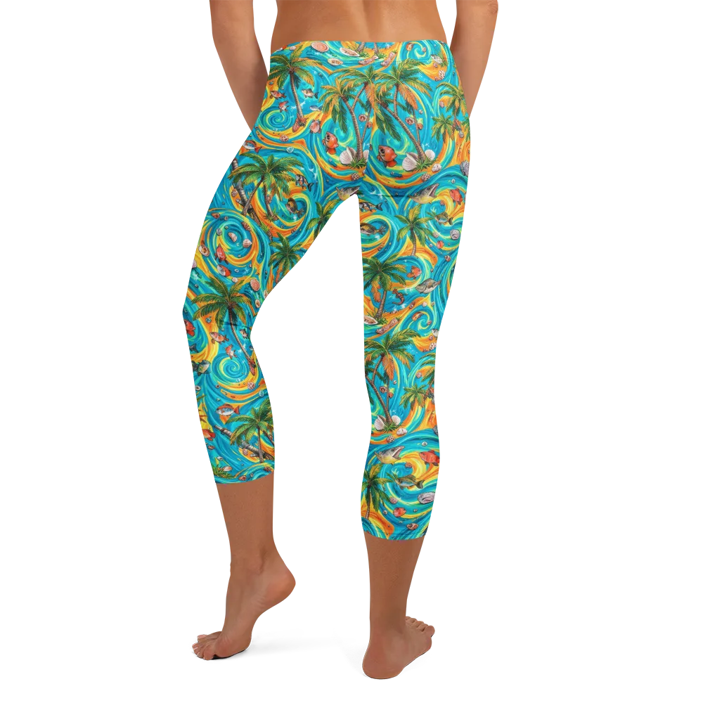 Paradise Gyre on Capri Leggings — Back