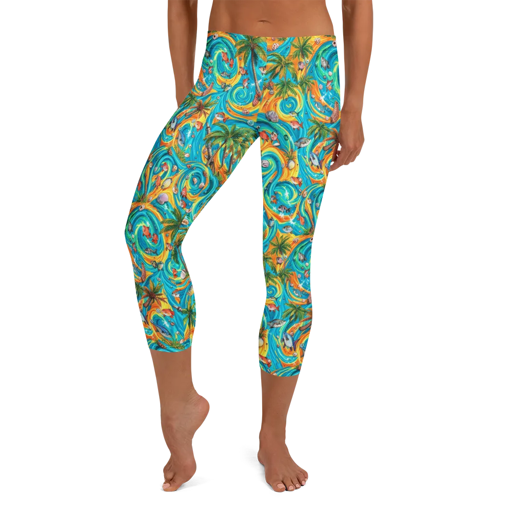 Paradise Gyre on Capri Leggings — Front