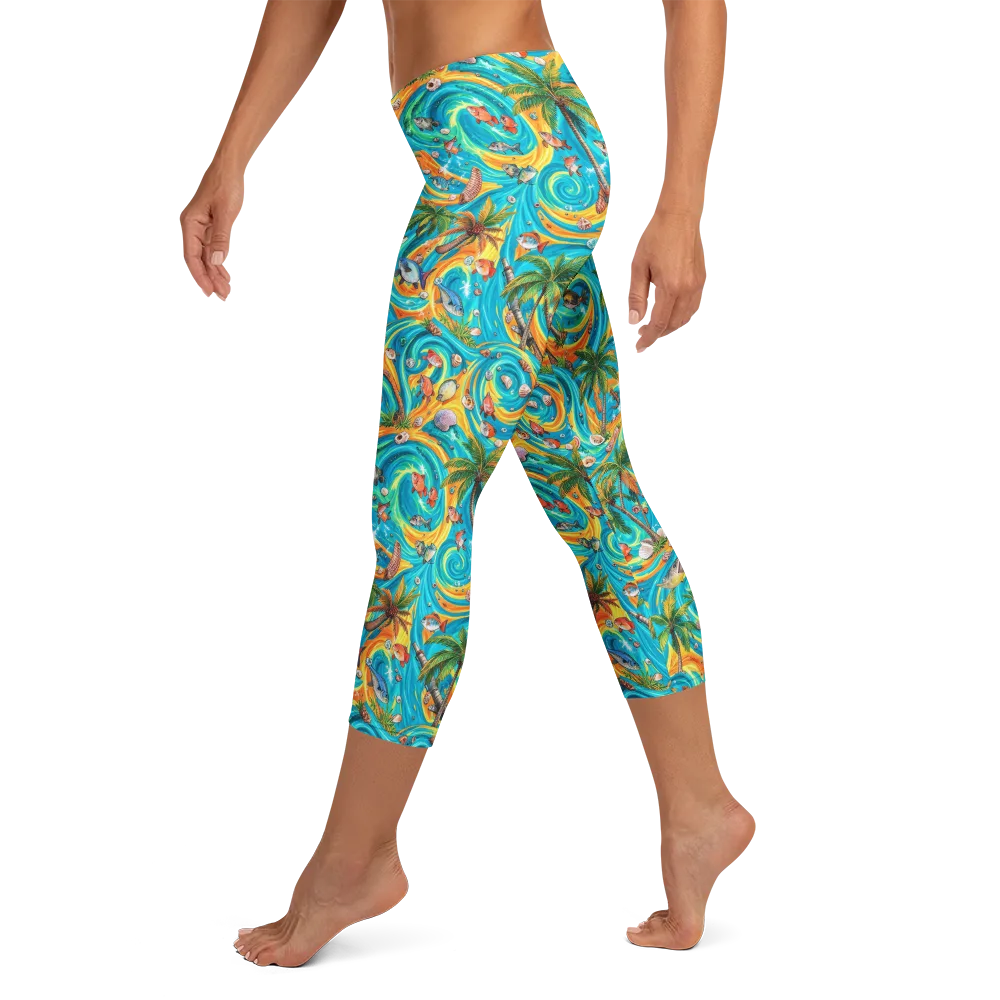 Paradise Gyre on Capri Leggings — Left