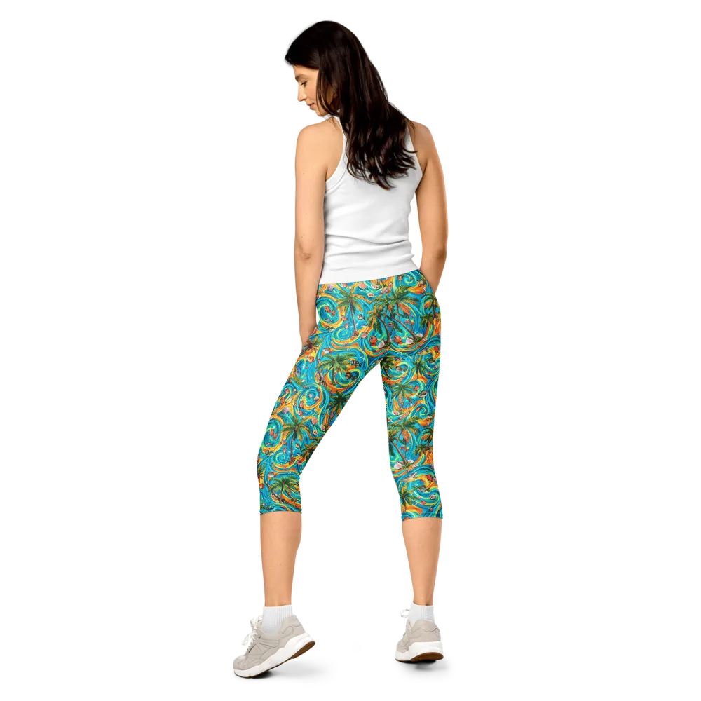 Paradise Gyre on Capri Leggings — Back