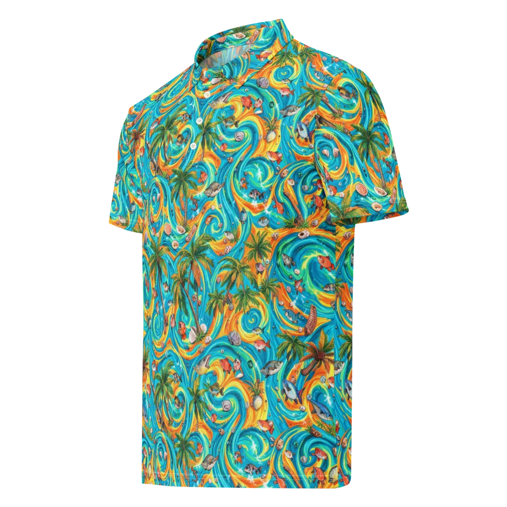 Paradise Gyre on Men's Slim Fit Polo Shirt — Left Front