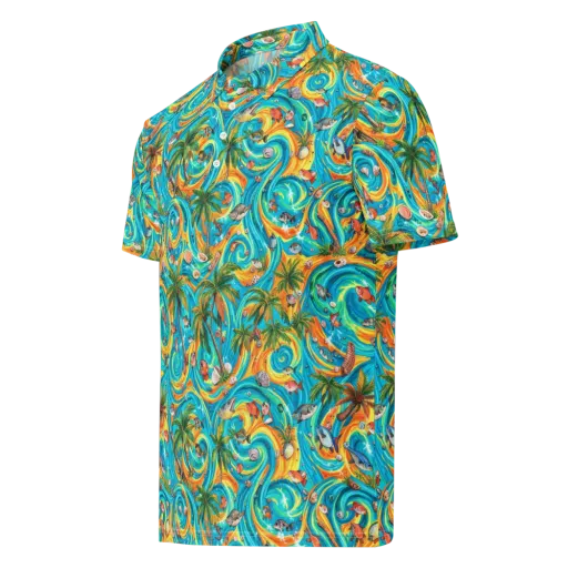 Paradise Gyre on a Men's Slim Fit Polo Shirt