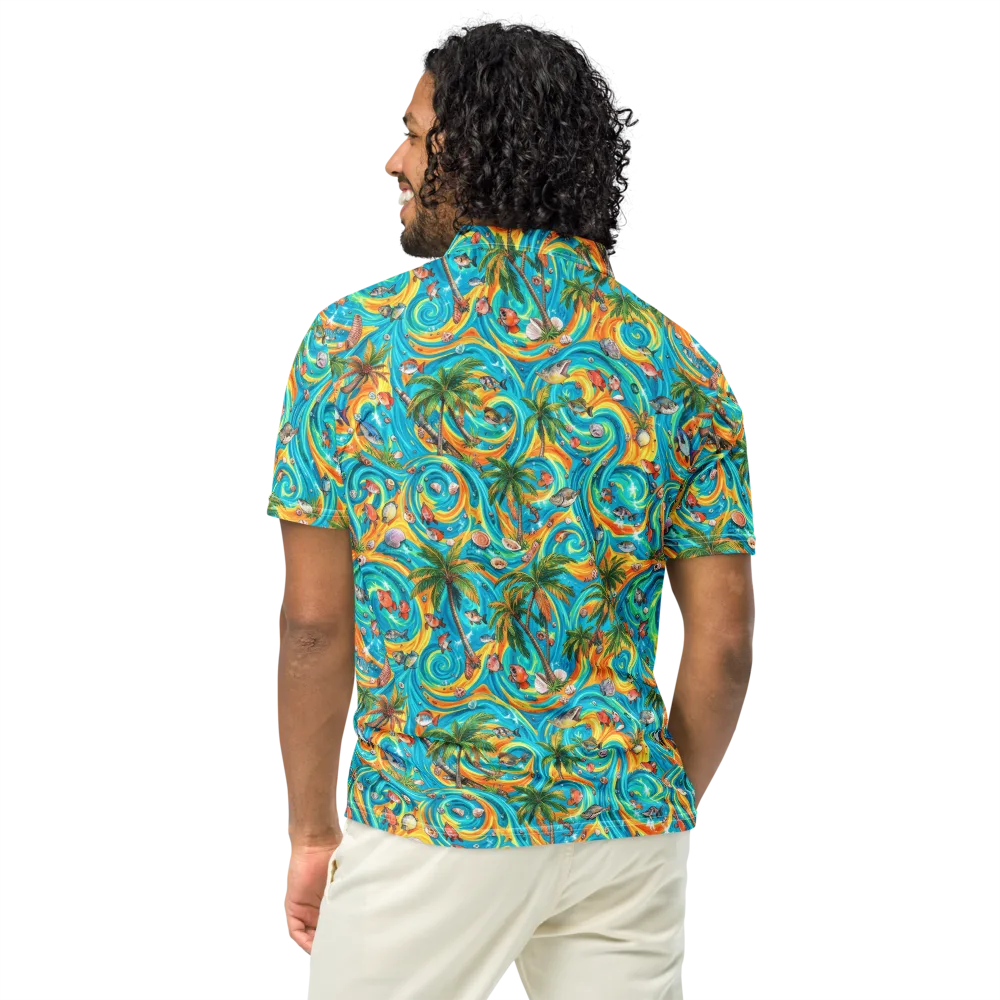 Paradise Gyre on Men's Slim Fit Polo Shirt — Back