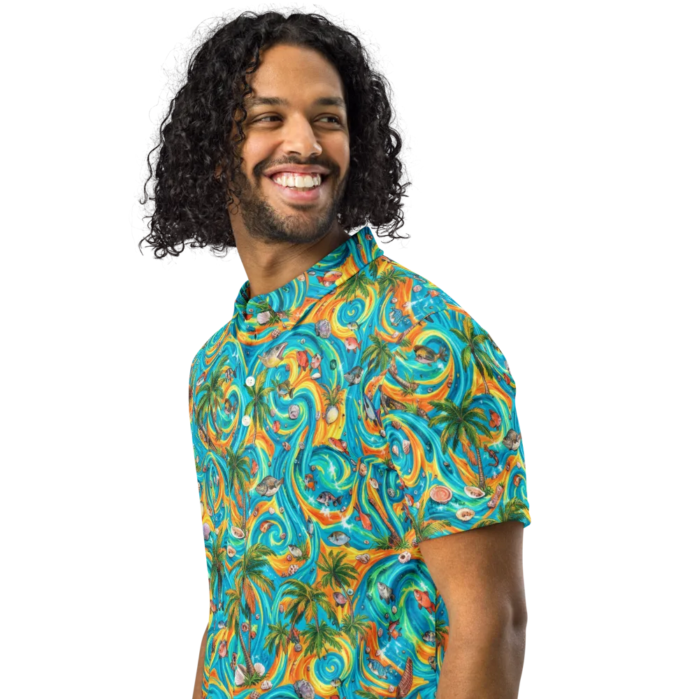 Paradise Gyre on Men's Slim Fit Polo Shirt — Left Front