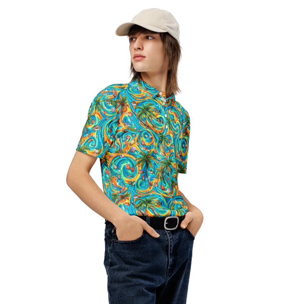 Paradise Gyre on Men's Slim Fit Polo Shirt — Right Front