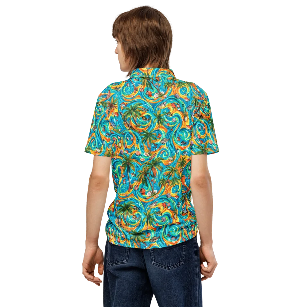 Paradise Gyre on Men's Slim Fit Polo Shirt — Back