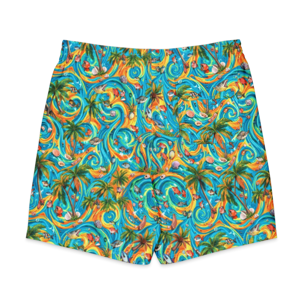 Paradise Gyre on Men's Board Shorts — Back
