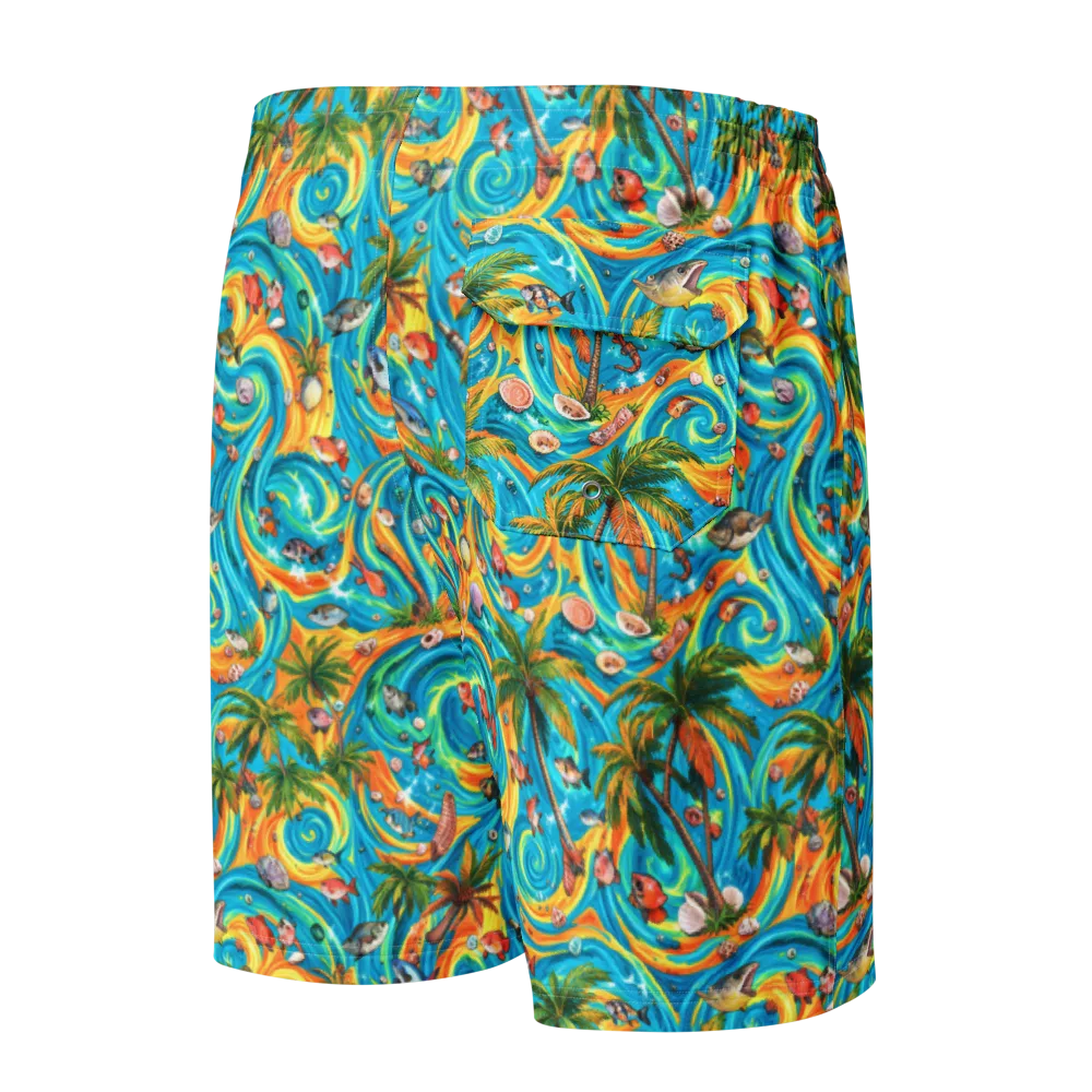 Paradise Gyre on Men's Board Shorts — Back