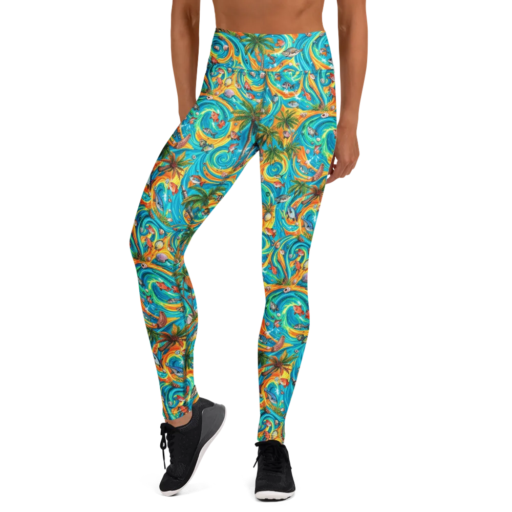 Paradise Gyre on Yoga Leggings — Front